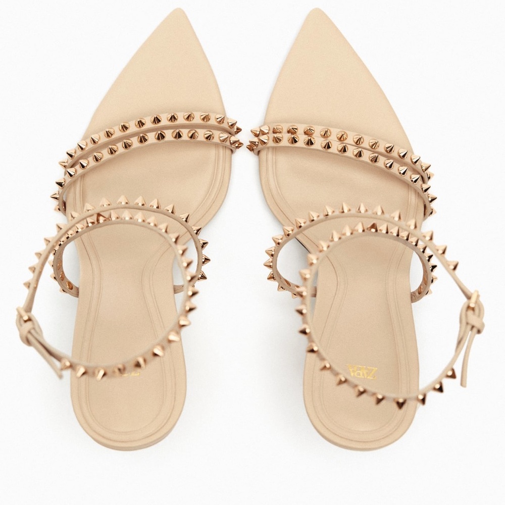 Zara Studded leather heeled sandals